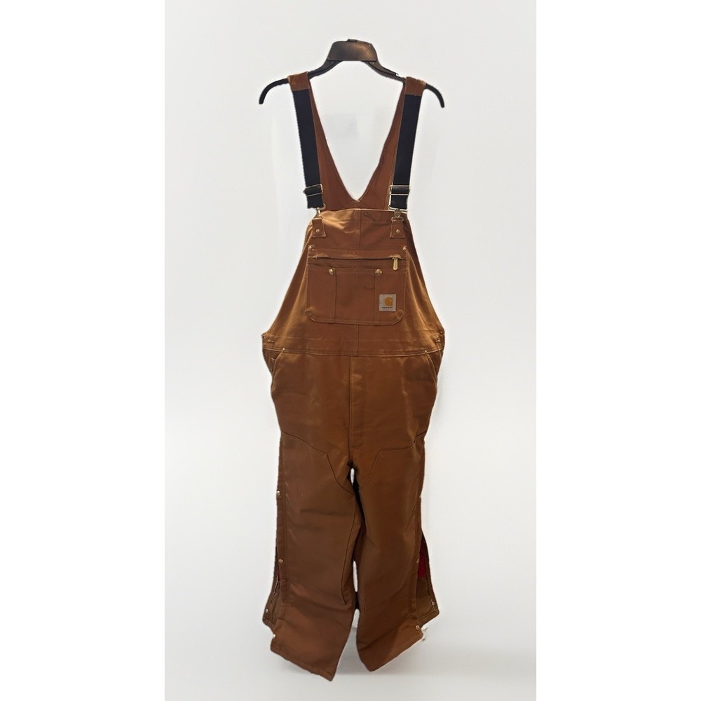 Carhartt Bib Overalls Quilt Lined Zip-to-Thigh R41-BRN Men's Size 46 x 30 NWOT!‎